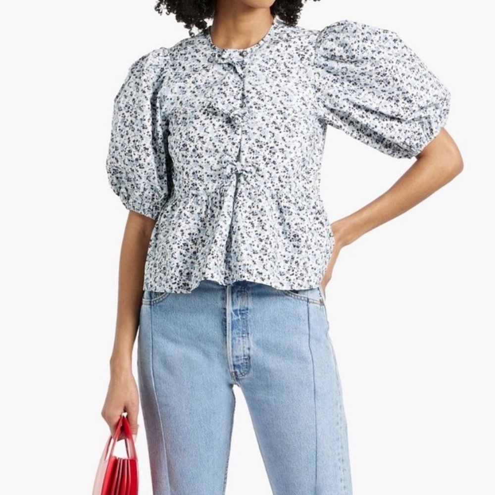 Ganni poplin tie top